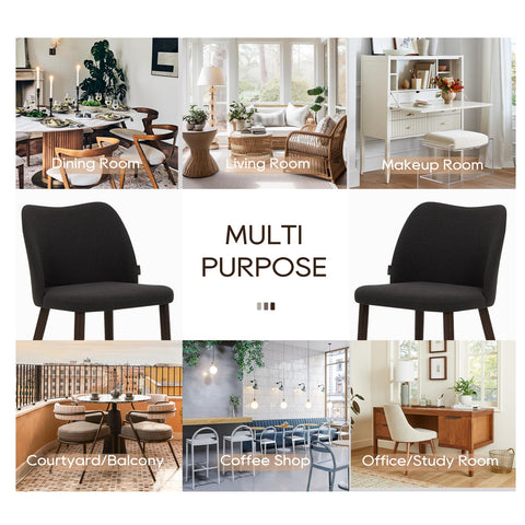 COLAMY Upholstered Dining Chairs, Modern Fabric Dining Room Kitchen Side Chair with Padded Seat and Wood Legs for Restaurant/Cafe,White