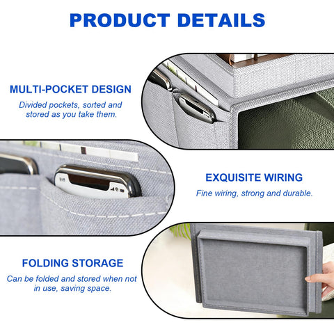 Lirynox Sofa Arm Tray Armchair Tray Organiser, Waterproof Non-Slip Sofa Armrest Organizer with 4 Bags