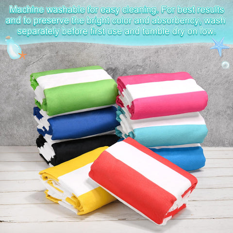 M METERXITY 4-Pack Large Stripe Beach Towels 30x60in Light Blue
