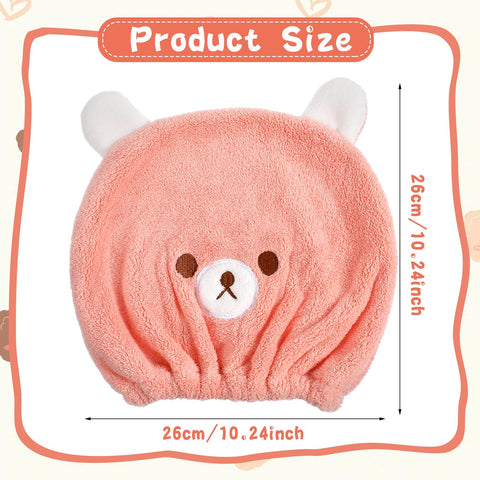 Gjinxi 2 Packs Hair Towel Wrap for Kid, Soft Hair Wrap Towels, Rapid Drying Towel Cute Bear Hair Turban Towel Absorbent Hair Drying Towel Wrap for