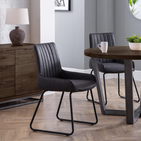 Julian Bowen Soho Dining Chairs, Set of 2, Faux Leather, Black - H86xW50cm
