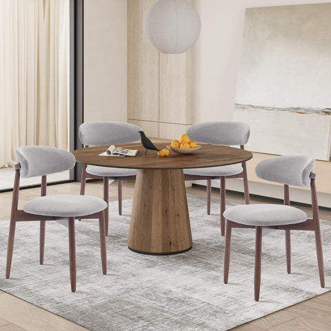 COLAMY Modern Dining Chairs Set with Wooden Legs – Upholstered Fabric Dining Room Chairs with Curved Backrest, Soft Cushion Seat