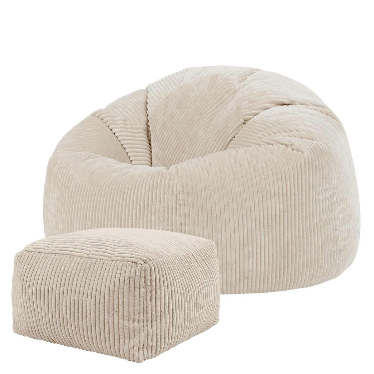 icon Kingston Cord Bean Bag & Footstool with Filling Included, Beige