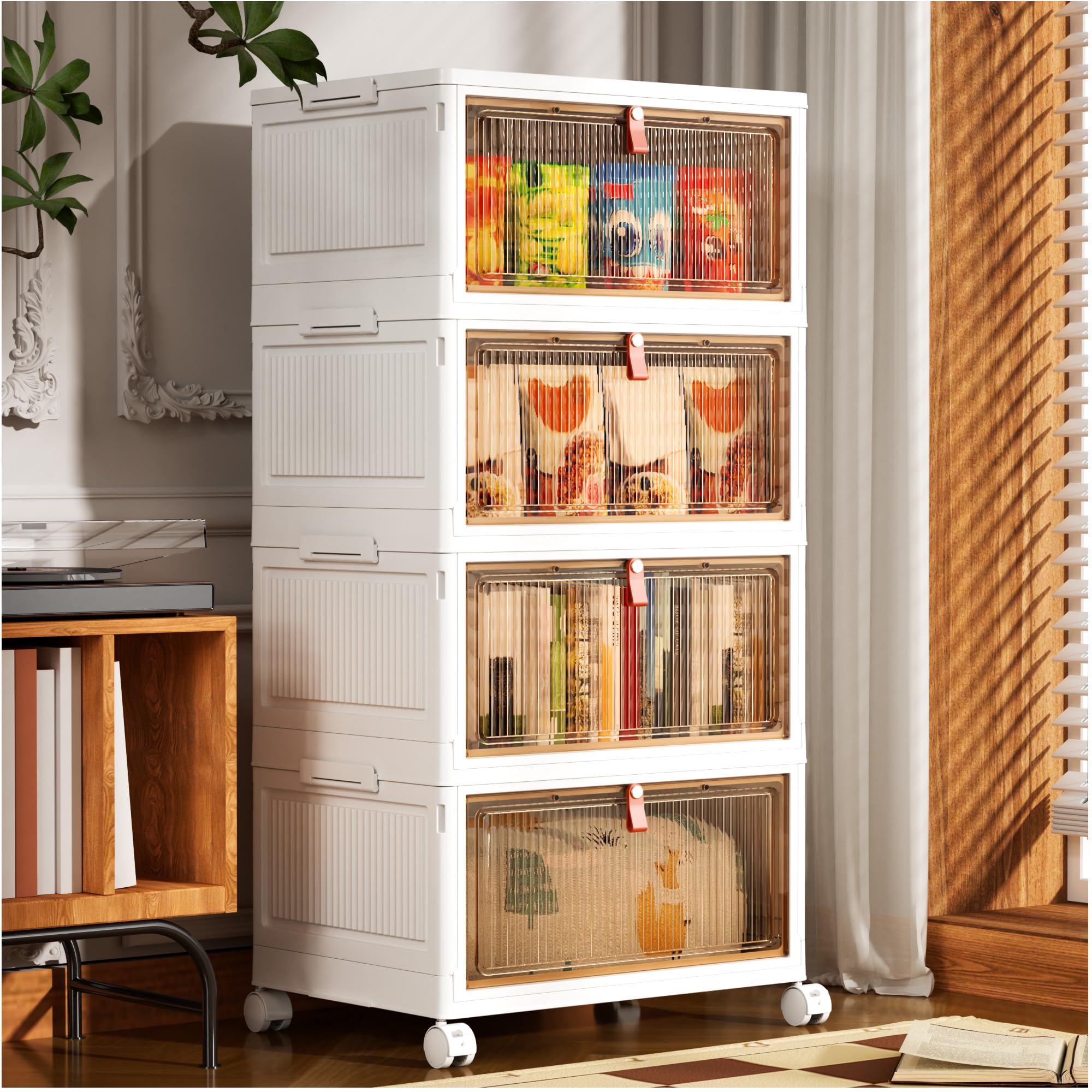 PurKeep Storage Boxes with Lid - 28L*4 Tier Plastic Storage Box with Lid