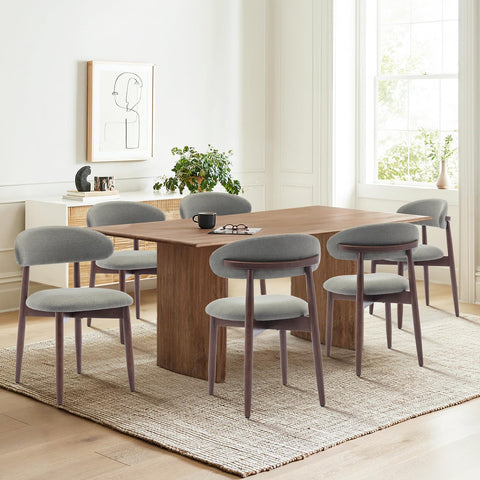 COLAMY Modern Dining Chairs Set with Wooden Legs – Upholstered Fabric Dining Room Chairs with Curved Backrest, Soft Cushion Seat