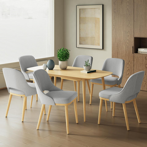 Dining Chairs Set of 6, Upholstered Dining Room Chairs with Chenille Fabric, Ergonomic Backrest, High Density Cushion & Rubber Wood Frame