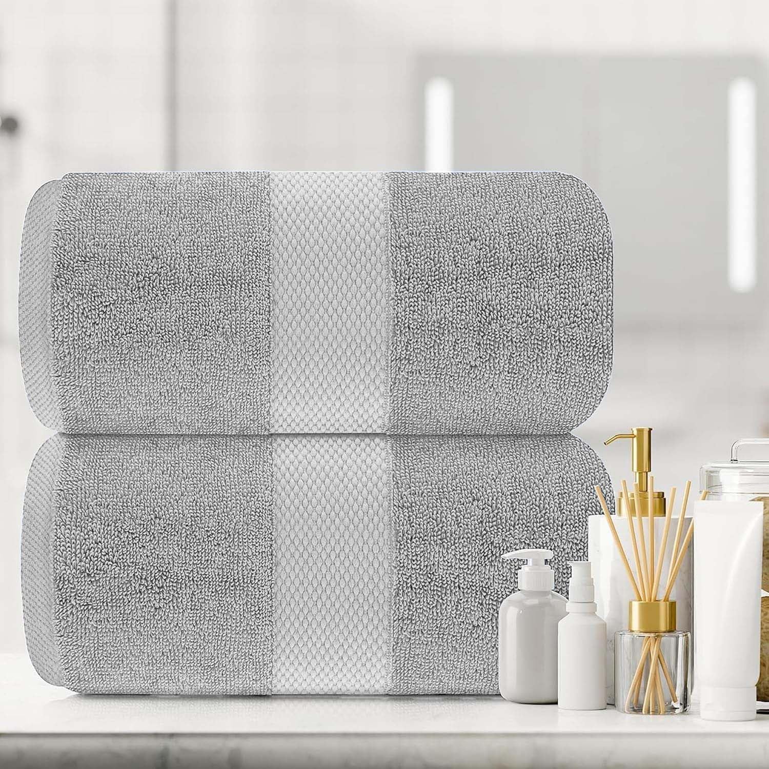 Hieftan Towels Bath Sheet Set – 100% Cotton Pack of 2 Extra Large Bath Sheets Towel 600gsm Highly Absorbent Rapid Dry Super Sheets for Bathroom 140 X