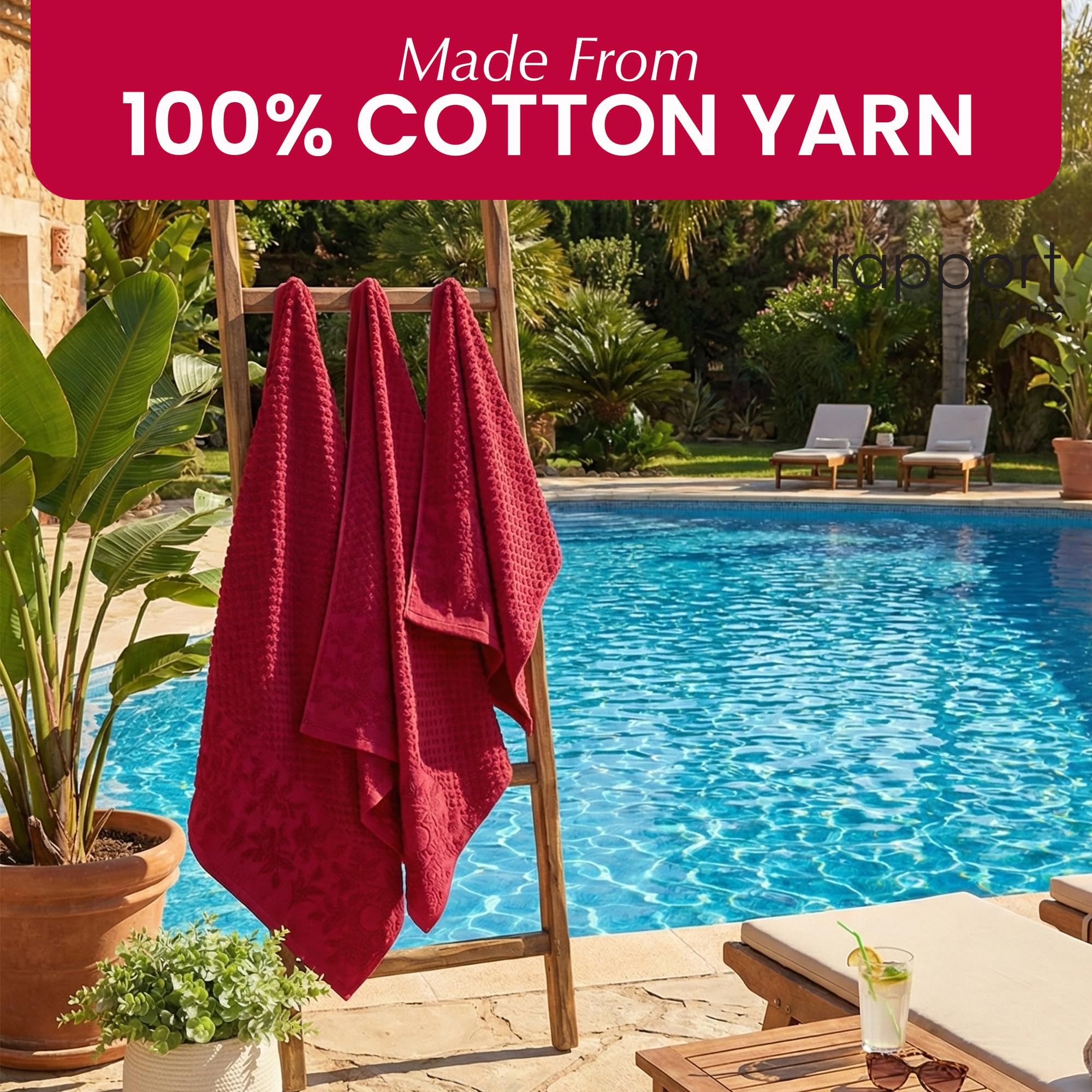 Rapport Home Versailles Jacquard 6-Piece Towel Bale | Luxurious 100% Cotton 500GSM Bathroom Set for Soft Absorbent Comfort and Elegant Style