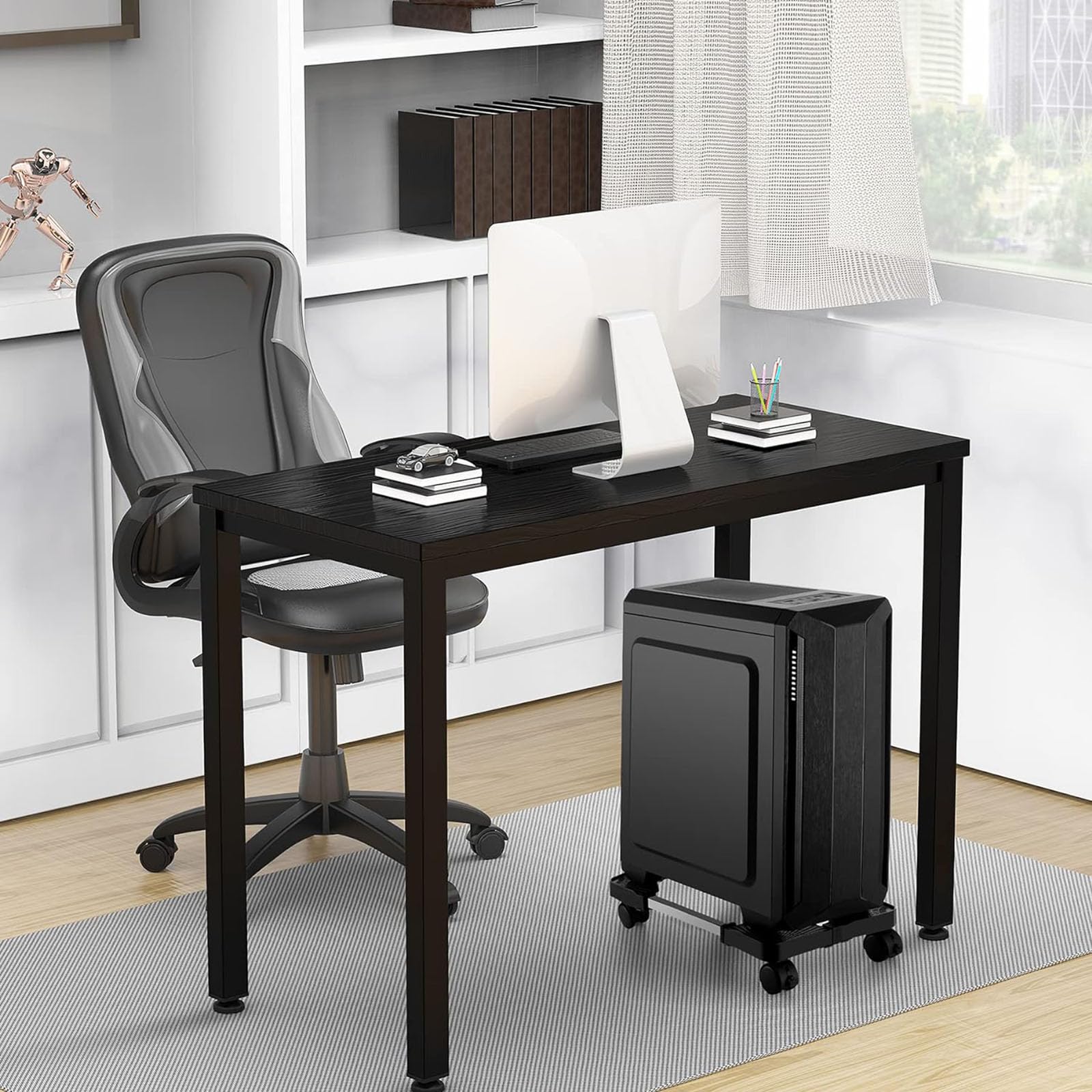PC Stand for PC Tower, Computer Desktop Tower Stand with 4 Lockable Castors, Adjustable CPU Holder