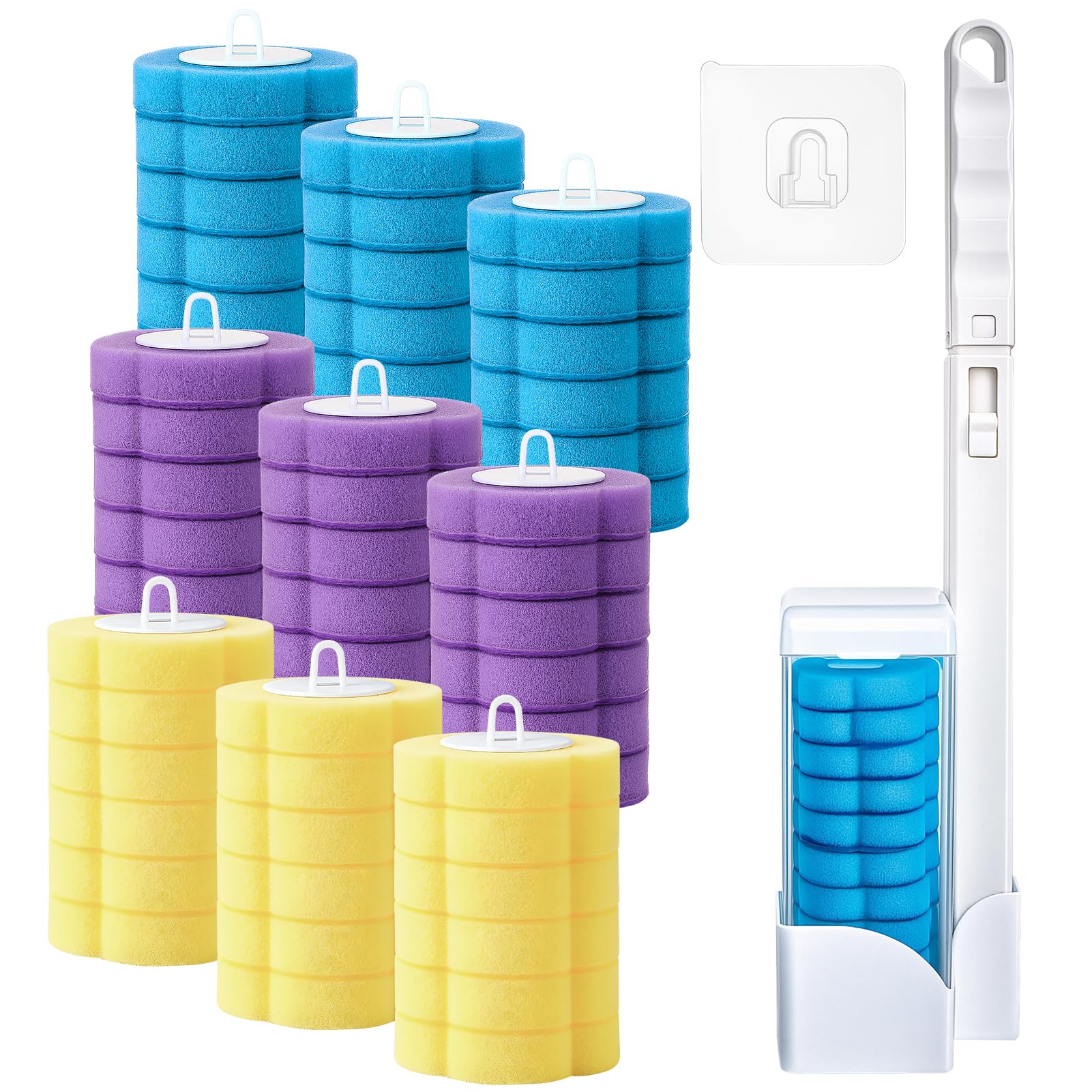 saerryor 54 Pcs Disposable Toilet Brush with Handle Toilet Brush Refills