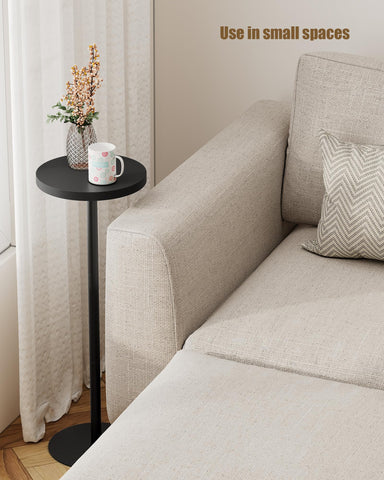TUTOTAK Tall Round Side Table, Small End Table, Set of 2, Drink Table, Pedestal Side Table, livingroom, Black V1TB01BK0652EU