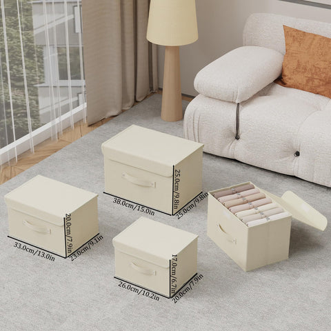 ENUMAIL Cloth Storage Baskets with Handles,Beige 26x20x17cm,3 Pack