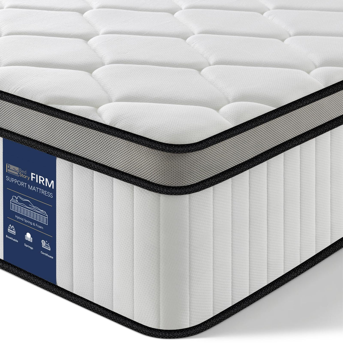 BedStory 4FT6 Double Mattress 12 Inch, Medium Firm Hybrid Pocket Sprung Mattress with Breathable Foam, Motion Isolation & Pressure Relief