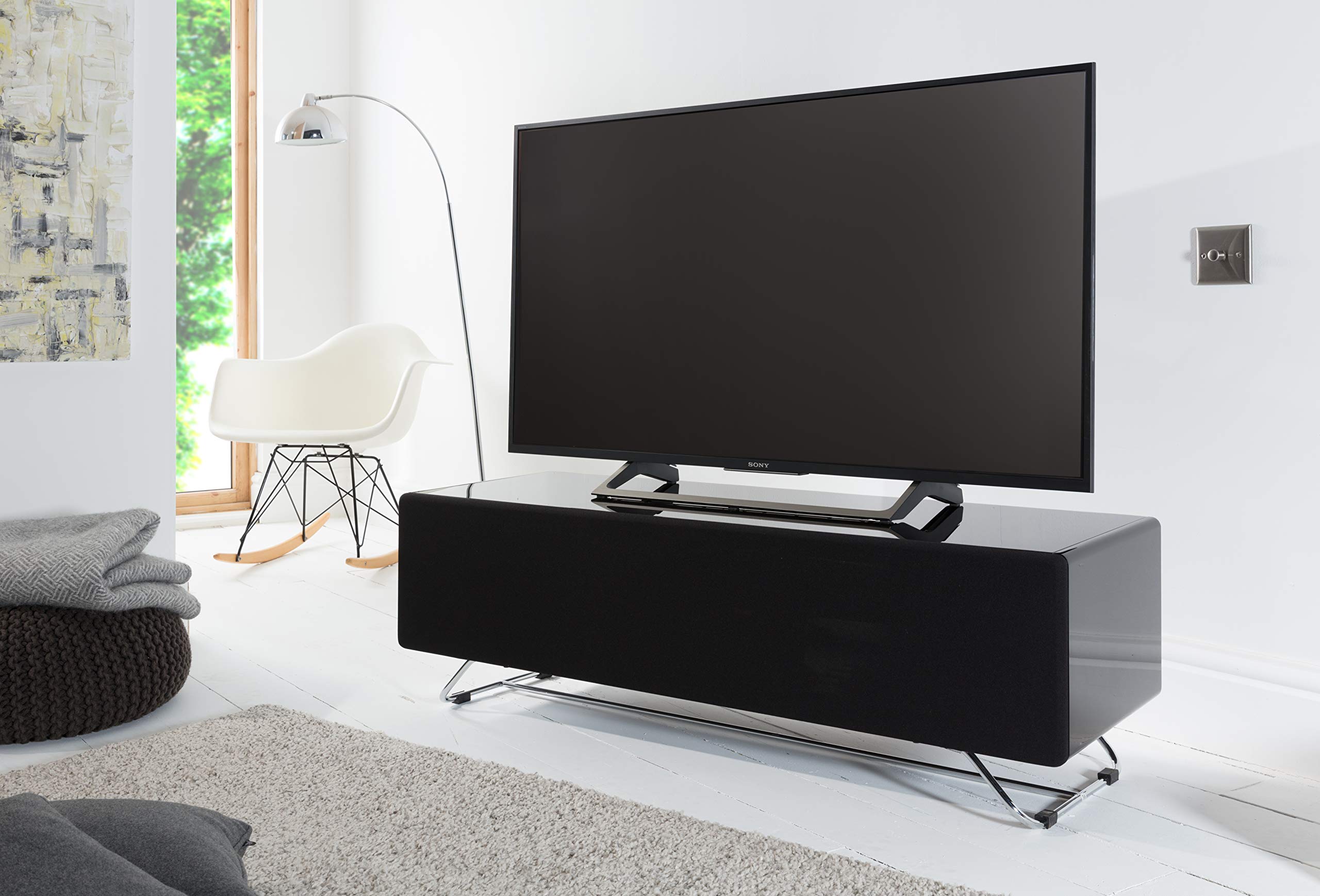 Alphason Chromium Concept TV Cabinet - Black, 120 x 42 x 40cm (WxDxH)