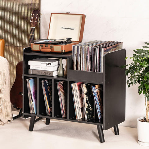 UODERS Record Player Stand, Large Record Player Table Cabinet with Open Vinyl Storage and Display Shelf Holds up to 350 Albums