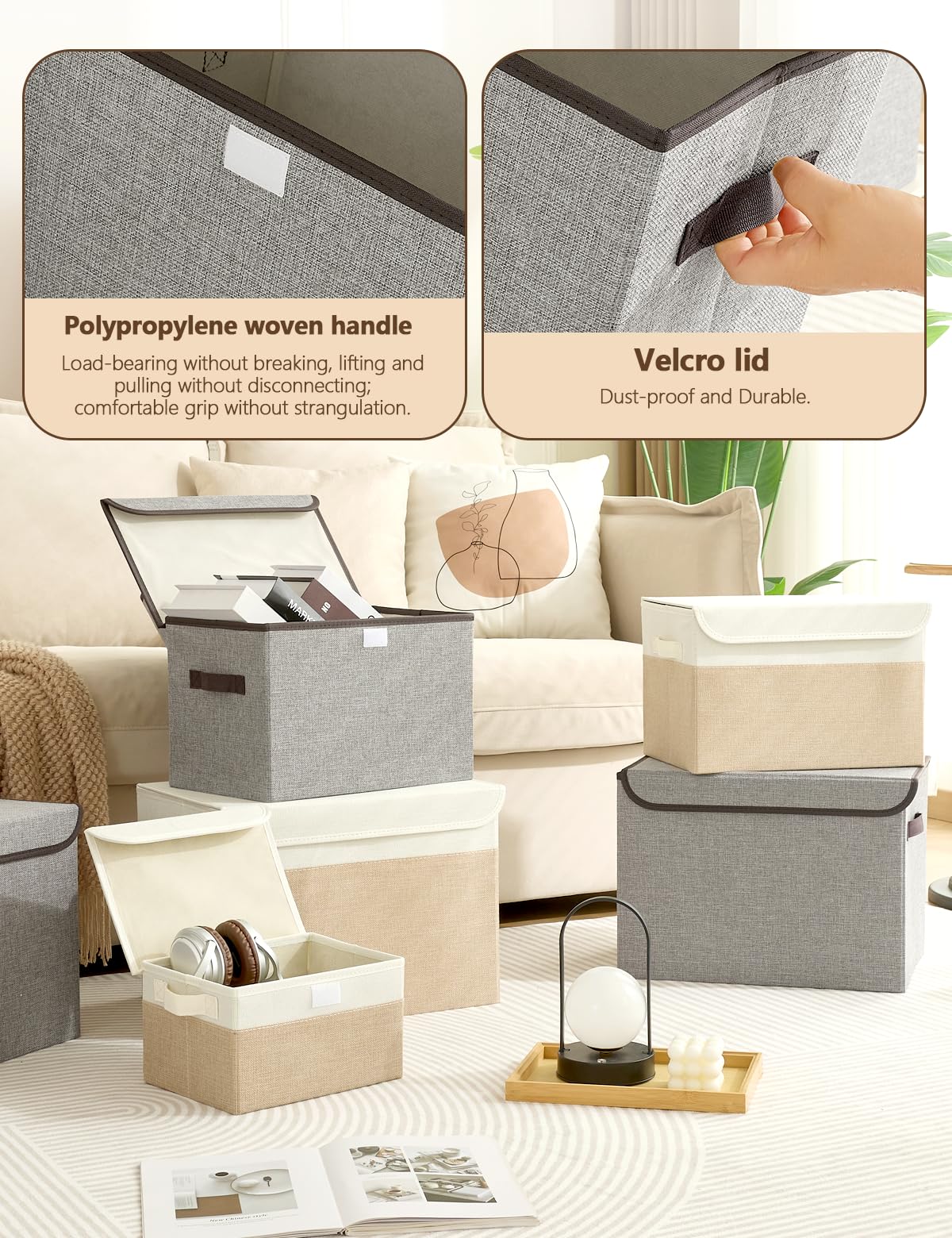 Bagnizer Small Collapsible Storage Boxes with Lids & Handles 3PCS