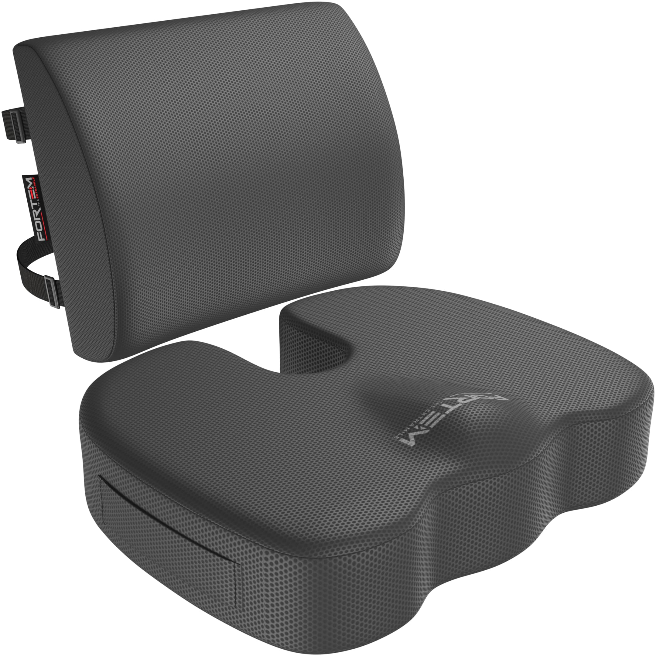 FORTEM Seat Cushion & Lumbar Support for Office Chair, Car Seat Combo