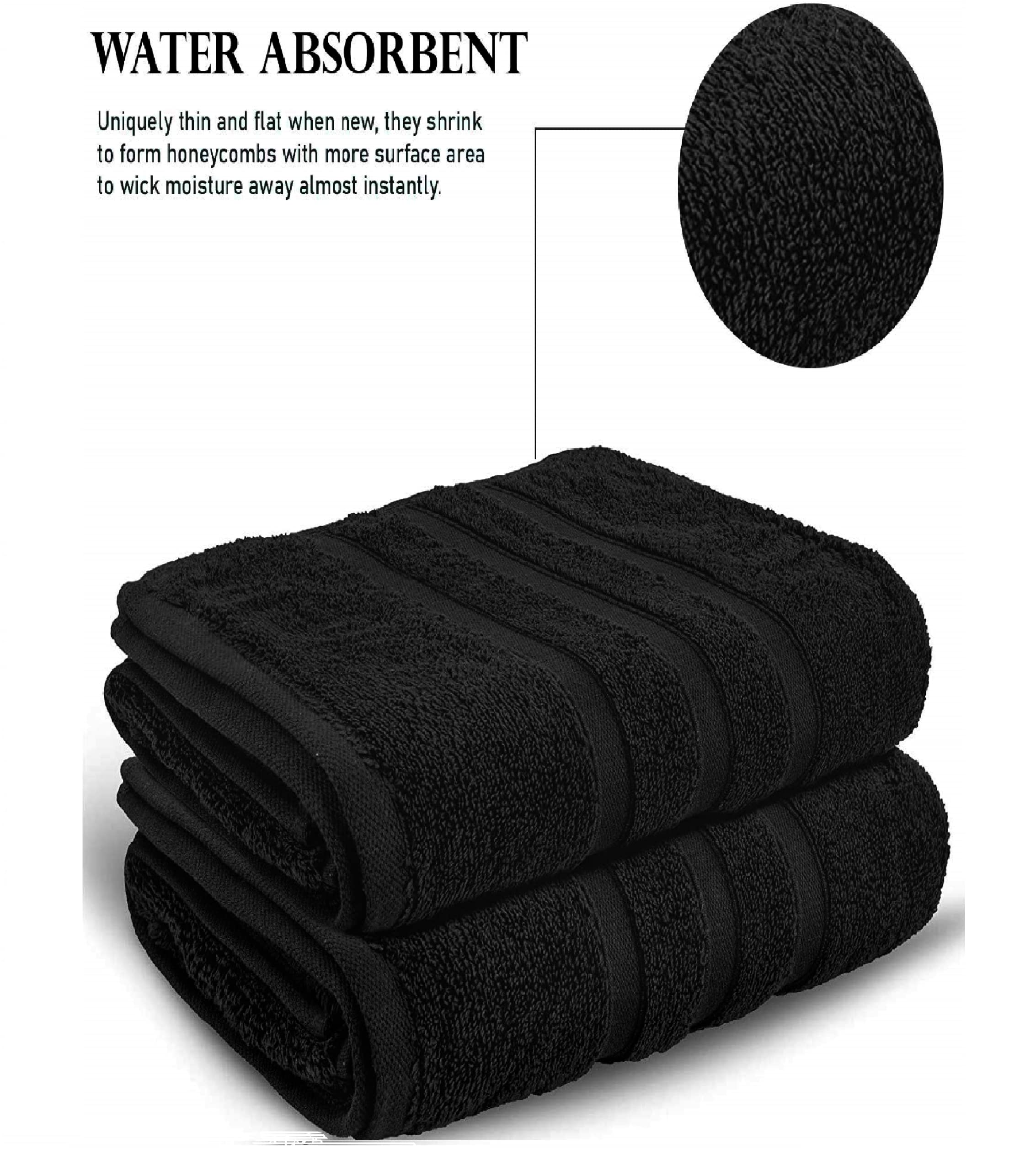 Uk Furniture 2 Pack Extra Large|95x200cm| Super Jumbo Bath Sheet Towels100% Egyptian Cotton 700GSM Super Soft Towel Set. (Black)