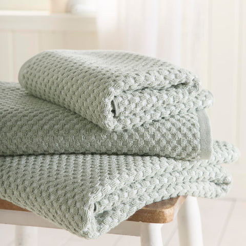 Dreams & Drapes Popcorn Check Hand Towel Green – Soft Absorbent 100% Cotton Jacquard Check Bathroom Towel, Quick‑Dry