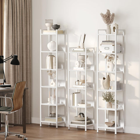 MAHANCRIS Bookshelf, 6-Tier Bookcase, Standing Book Shelf for Small Space, Storage Shelf Organizer, for Living Room, Bedroom, Study, Balcony