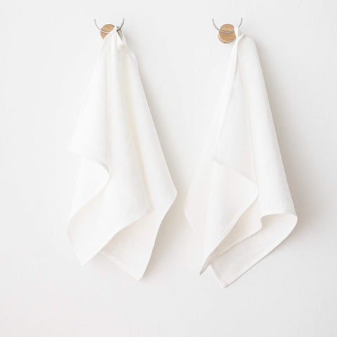 LinenMe 33 x 50 cm Linen Lara Guest Towels, Set of 2, White