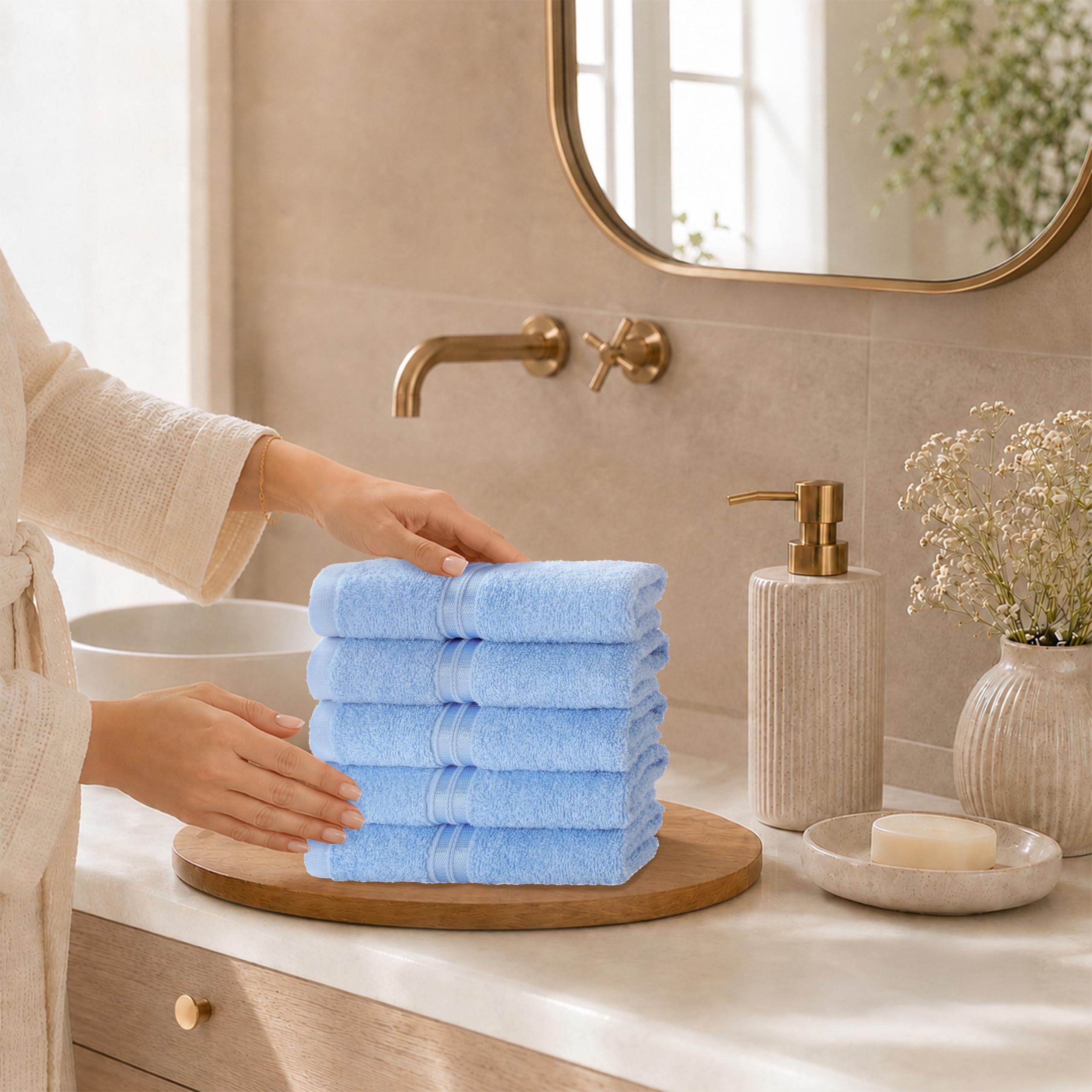 Hammetex Guest Towels Set of 5 30 x 50 cm 100% Cotton Terry Cloth