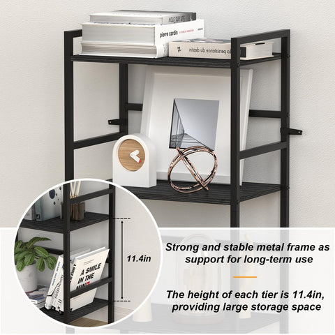 CADUKE 5 Tier Bookcase, Large Black Bookshelf with Open Storage
