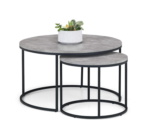 Julian Bowen Staten Nesting Coffee Tables, Concrete Effect - H55 x W40cm