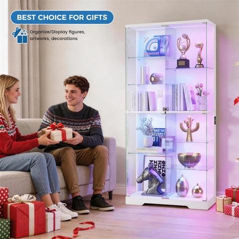 10-Tier Display Cabinets with RGB Lights Human Sensor for Collectibles