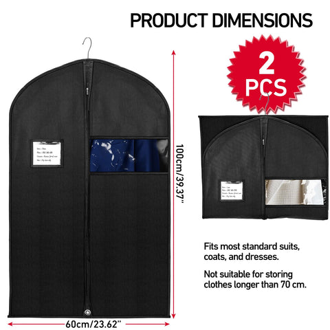 Suit Bagsor Men and Women 2 Pack, 100 x 60 cm Suit Covers with Zip
