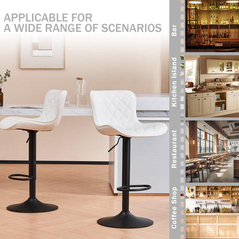Kidol&Shellder Bar Stools Set of 2 Modern Kitchen Stools, White