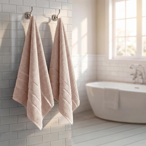 Large Bath Towels Set of 2 I 100% Cotton I Bathroom Towels I Beige