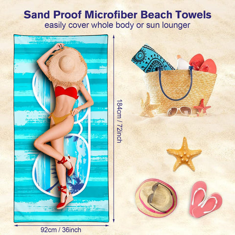 Violetpos Turquoise Stripe Sunglasses Palm Beach Towel, Extra Large 180x90 cm 250GSM Microfibre, Sand Free Quick Dry