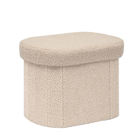 Bonlife Small Ottoman Storage Stool, Folding Boucle Footstool with Lid,41cm