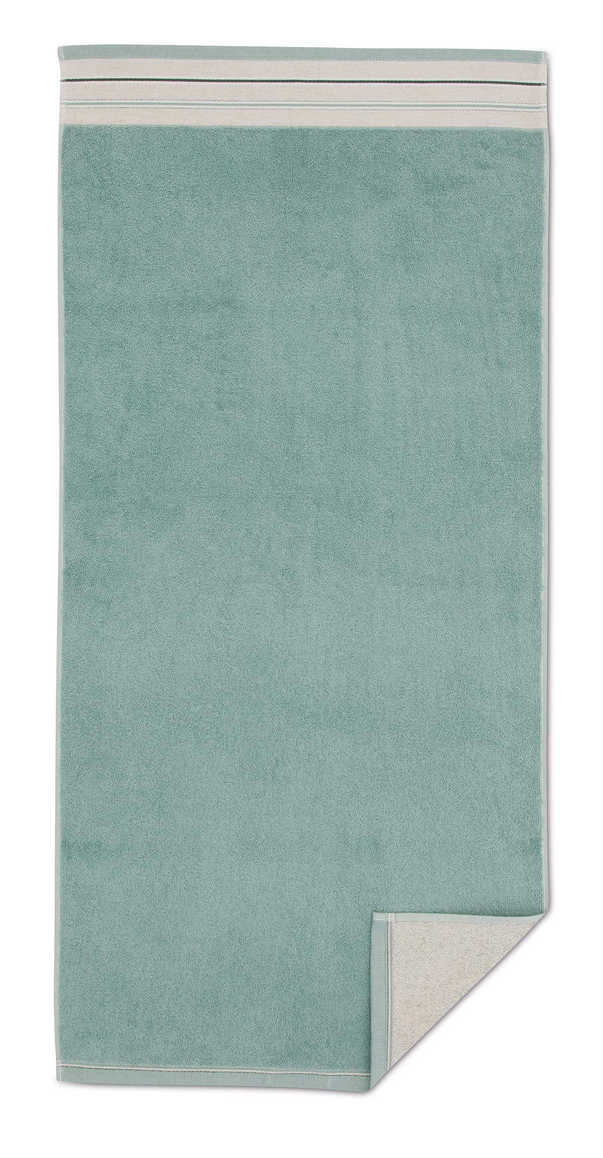 Möve Bohème Double face with striped border Towel 50 x 100 cm, Towel - Made in Germany, 85% cotton 15% linen, Tea/Nature