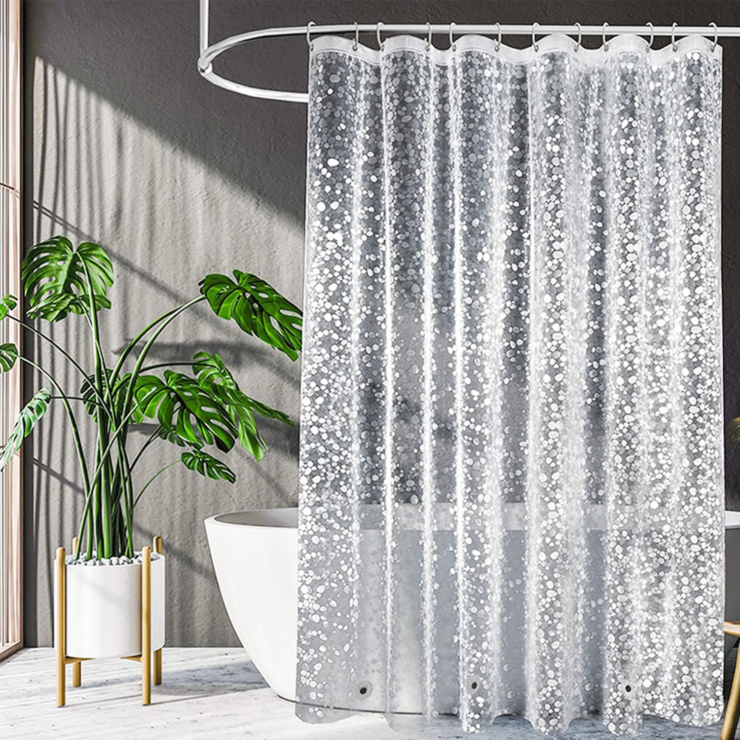 Shower Curtains Mould Proof Resistant,180 x 200 cm,Shower Curtain for Bathroom,Waterproof Heavy Duty Bathroom Curtains,PEVA Cobblestone Shower