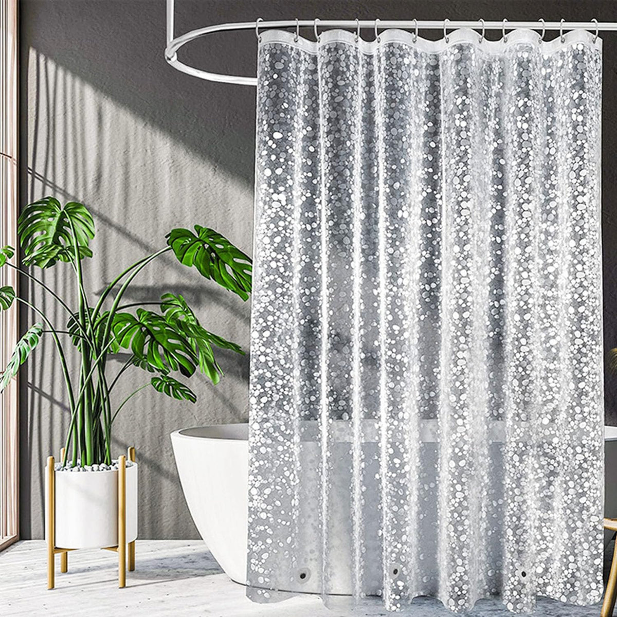 Shower Curtains Mould Proof Resistant,180 x 200 cm,Shower Curtain for Bathroom,Waterproof Heavy Duty Bathroom Curtains,PEVA Cobblestone Shower