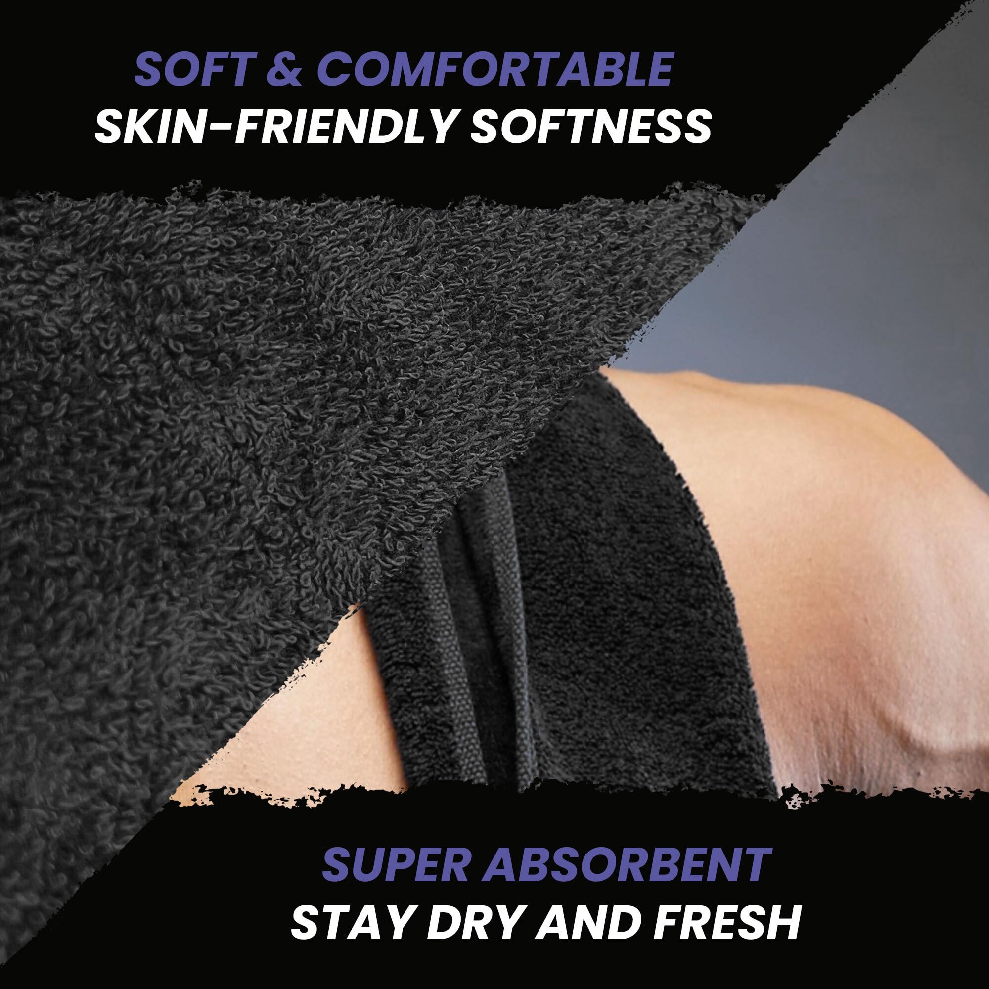 Beyond Gym Towel with Zip Pocket Cotton, High Absorbent for Crossfit Weightlifting and Running Grey