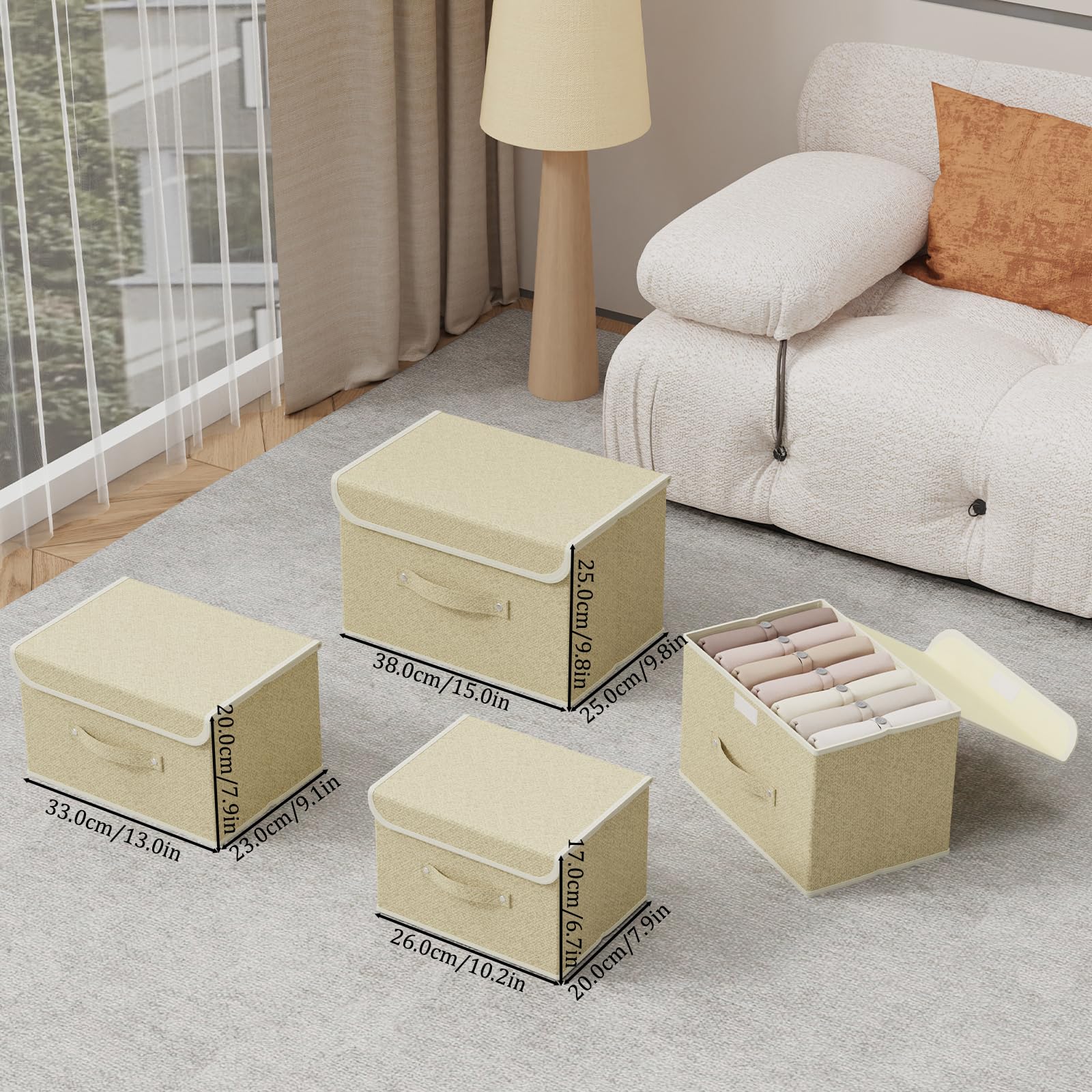 ENUMAIL Storage Bins with Handles,Grey and Beige,26x20x17cm,5 Pack