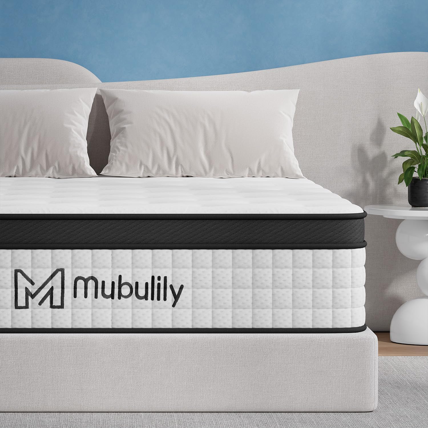 Double Mattress 4ft 6 25cm Memory Foam & Pocketed Spring Hybrid Mattress Medium Firm 7-Zone 9-Layer Breathable Double Bed Mattress with 450lbs Weight
