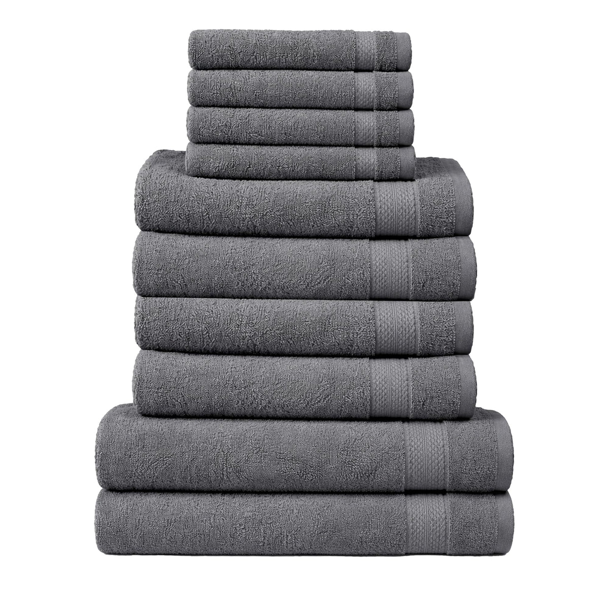 RAYMSTER 10 Piece Egyptian Cotton Towel Set - 2 Bath, 4 Face, & 4 Hand Towels Set for Daily Use - Soft, Highly Absorbent, Quick Dry, and Lightweight