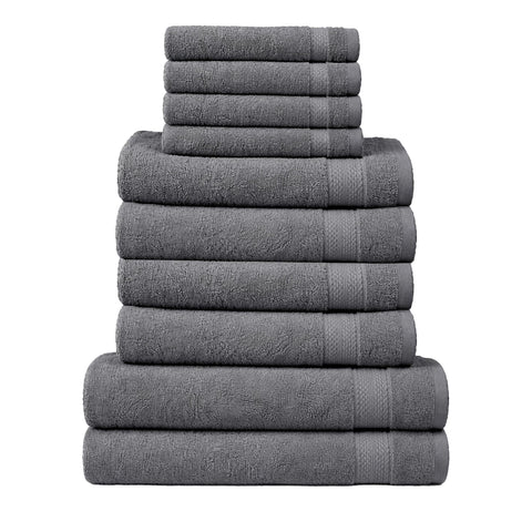RAYMSTER 10 Piece Egyptian Cotton Towel Set - 2 Bath, 4 Face, & 4 Hand Towels Set for Daily Use - Soft, Highly Absorbent, Quick Dry, and Lightweight
