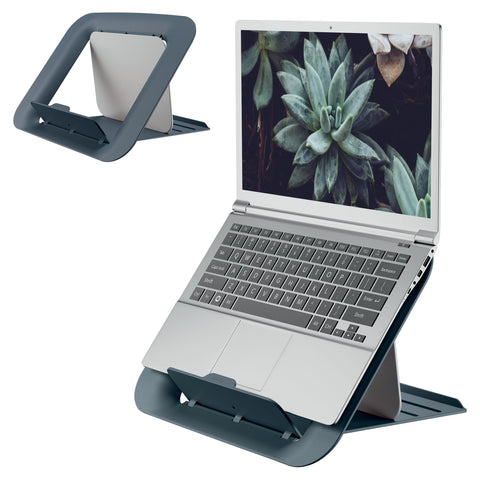 Leitz Adjustable Laptop Stand, Compact Laptop Holder With 4 Height Settings, 80% Recycled Plastic & 100% Recycable, Ergo Cosy Range, Velvet Grey