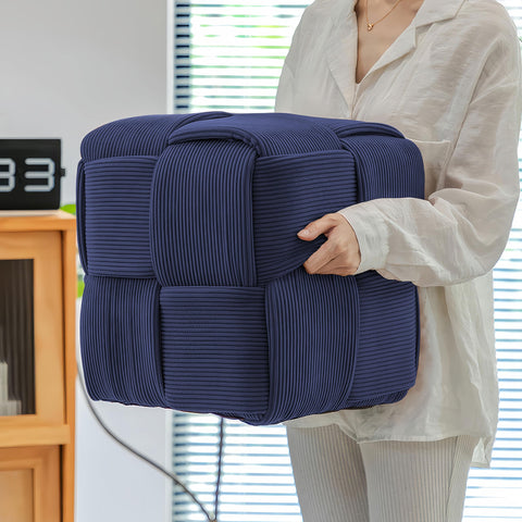 Cmishe Ottoman Foot Rest Soft and Comfortable Ottoman Square Corduroy Woven Design Sofa Stool