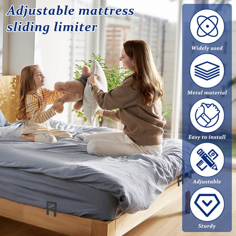 6Pcs Mattress Gaskets for Bed Frame, Adjustable Non Slip Mattress Holder in Place Gripper Heavy Duty Mattresses Retainer Bar Stoppers to Prevent
