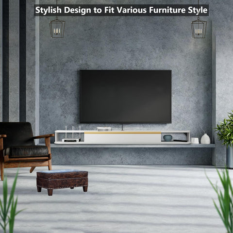 Pmnianhua Floating TV Stand, Wall Mounted Entertainment Center TV Media Console, Floating Shelves with Door