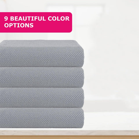 CASA COPENHAGEN Popcorn Textured 4-Piece Bath Towel Set - Grey Violet, 550 g/m², 4-piece bath towels, cotton towels for rough and tough use