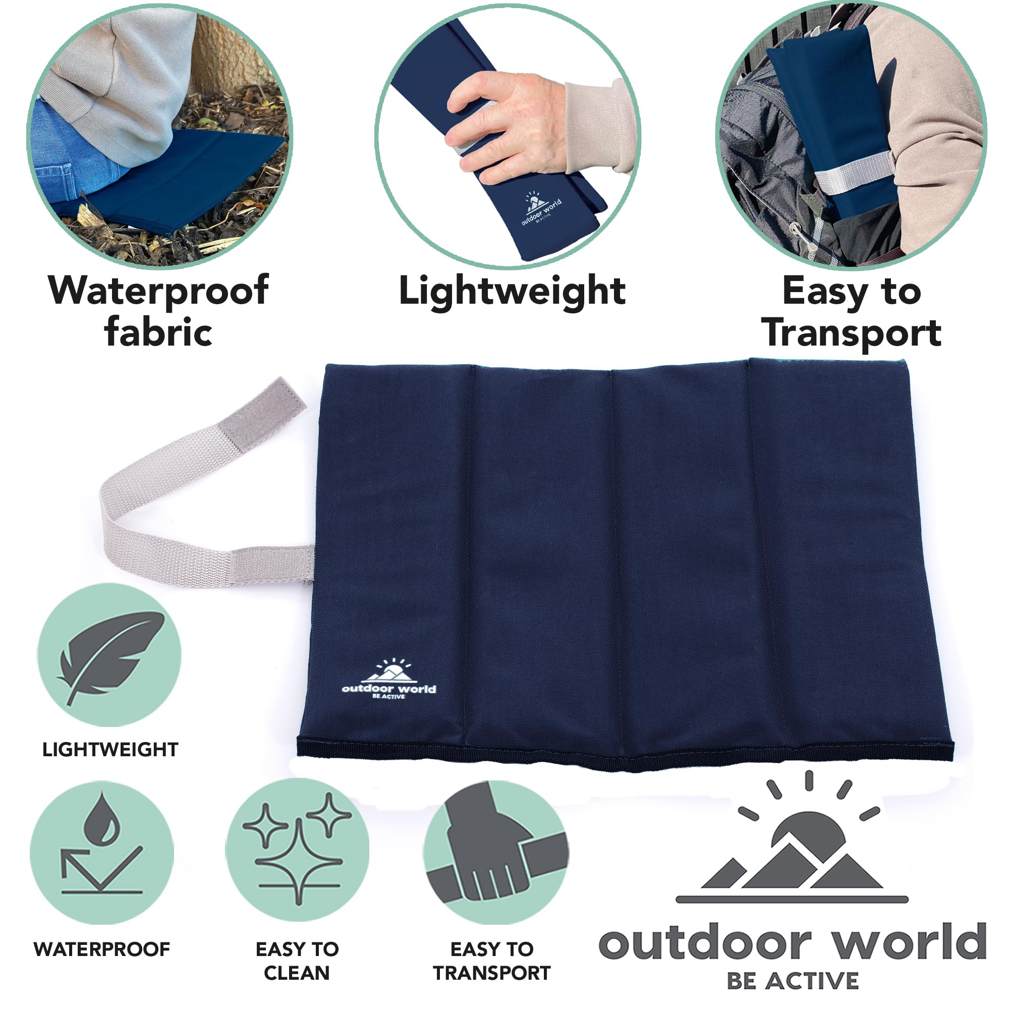 2 x Outdoor World Folding Sit Mats – Lightweight Waterproof Foam Seat Pad for Camping, Hiking, Festivals & Picnics