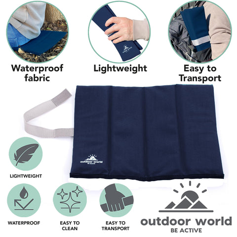 2 x Outdoor World Folding Sit Mats – Lightweight Waterproof Foam Seat Pad for Camping, Hiking, Festivals & Picnics