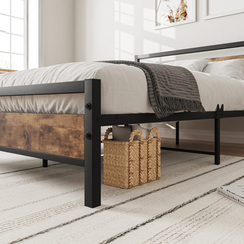 JELUTE Metal Platform Bed Frame, Double Size, Black